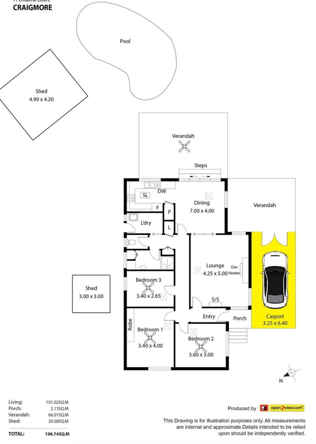 Floor plan of 11 Endama Cct, Craigmore SA 5114