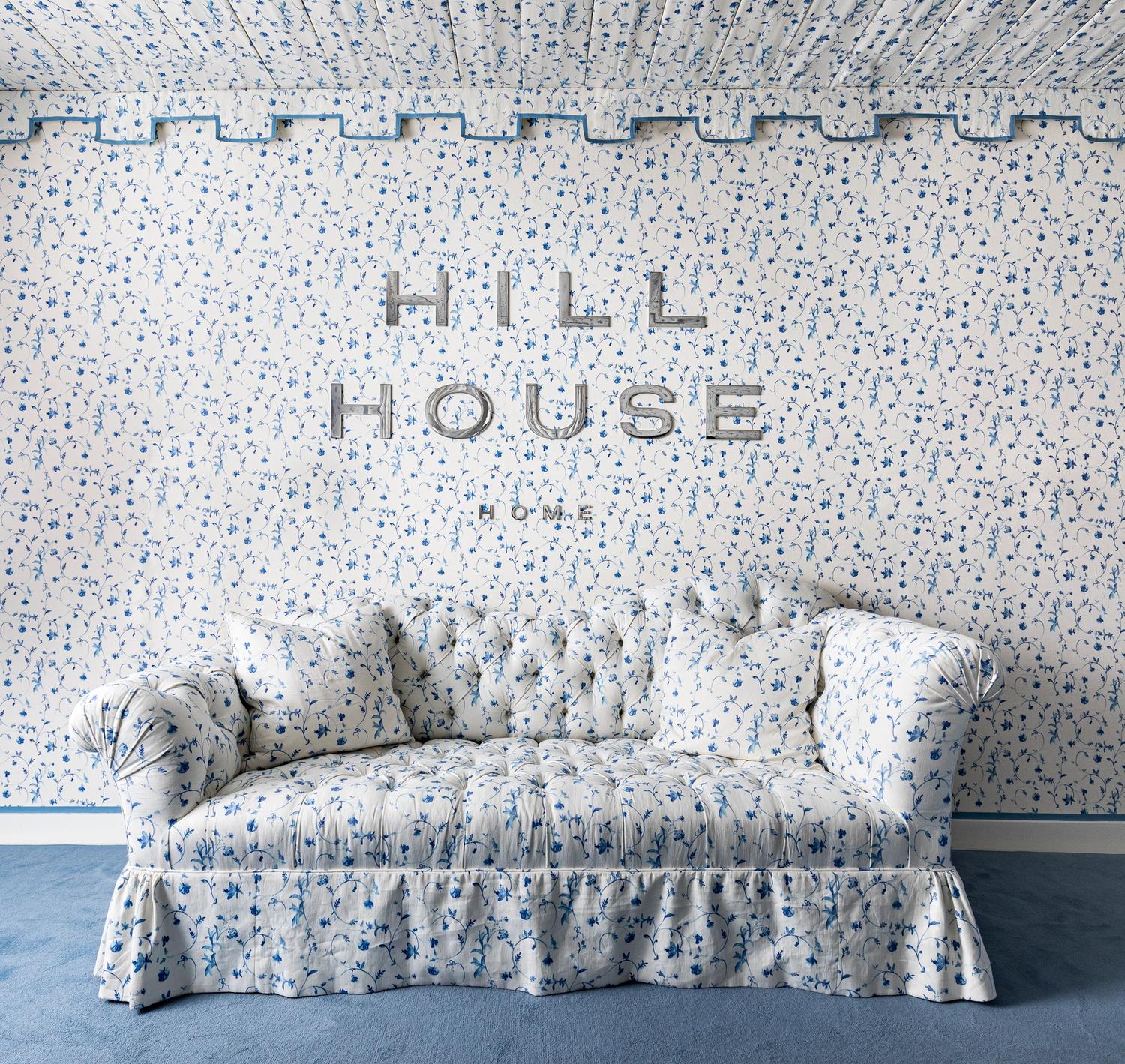Patterned floral Hill House sofa and wallpaper