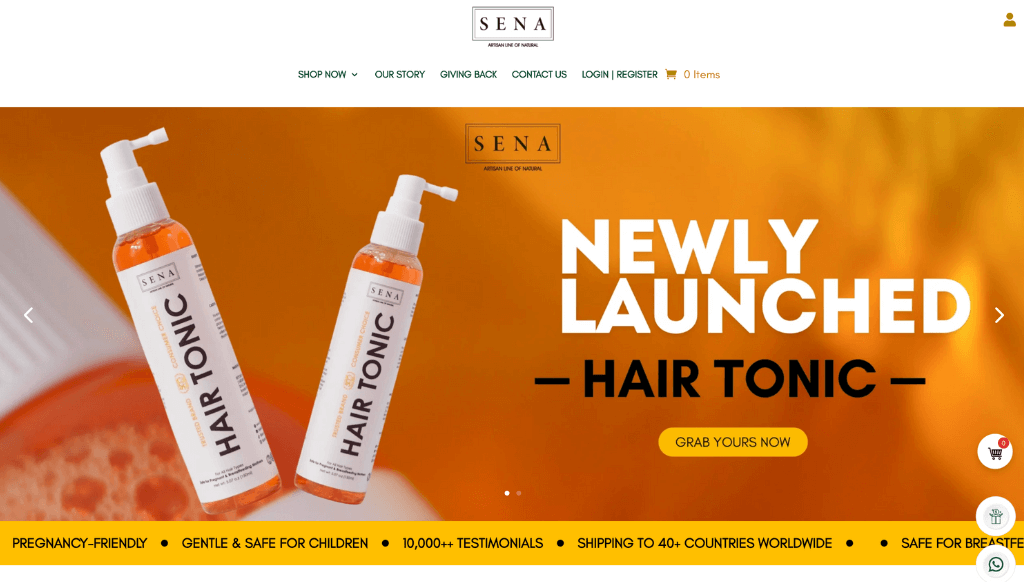 Sena Hair Products - corporate Web Design Malaysia