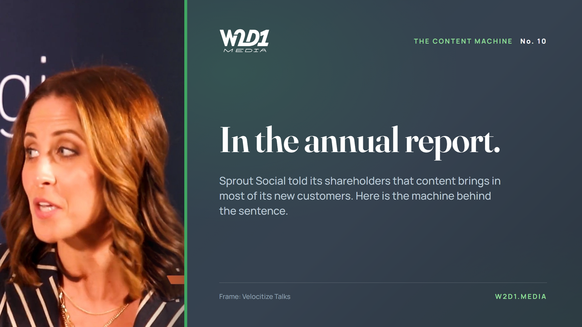How Sprout Social turns one research report a year into a lead machine, and told its shareholders content brings in most of its new customers