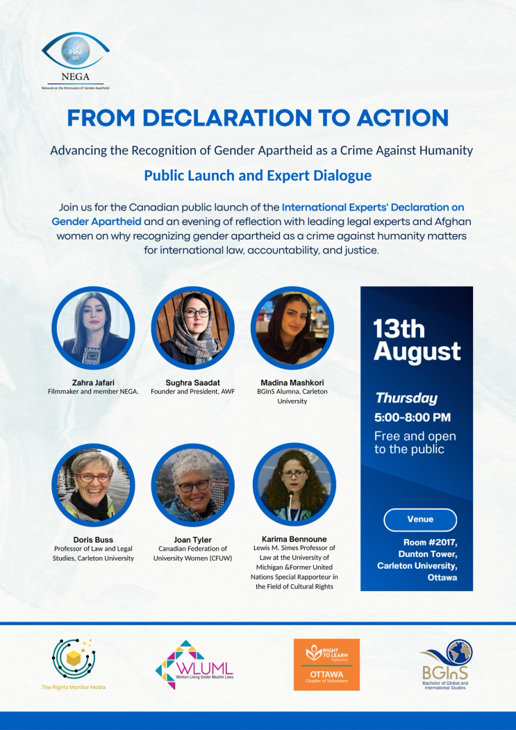 flyer for From Declaration to Action event with speaker and date information.