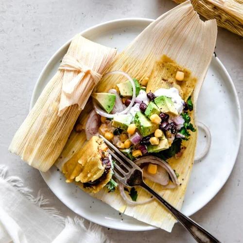 vegan tamales on a plate 