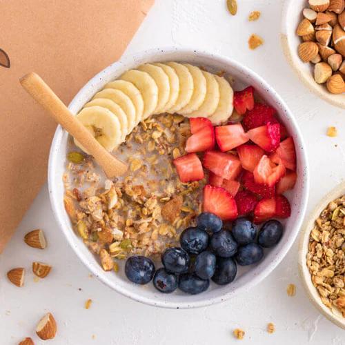 Bowl of homemade Almond Pulp Superfood Granola from Almond Cow