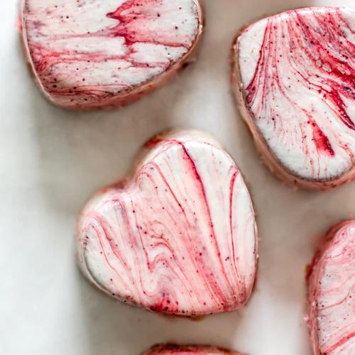 Vegan Marbled Heart Cakes made using Almond Cow pulp