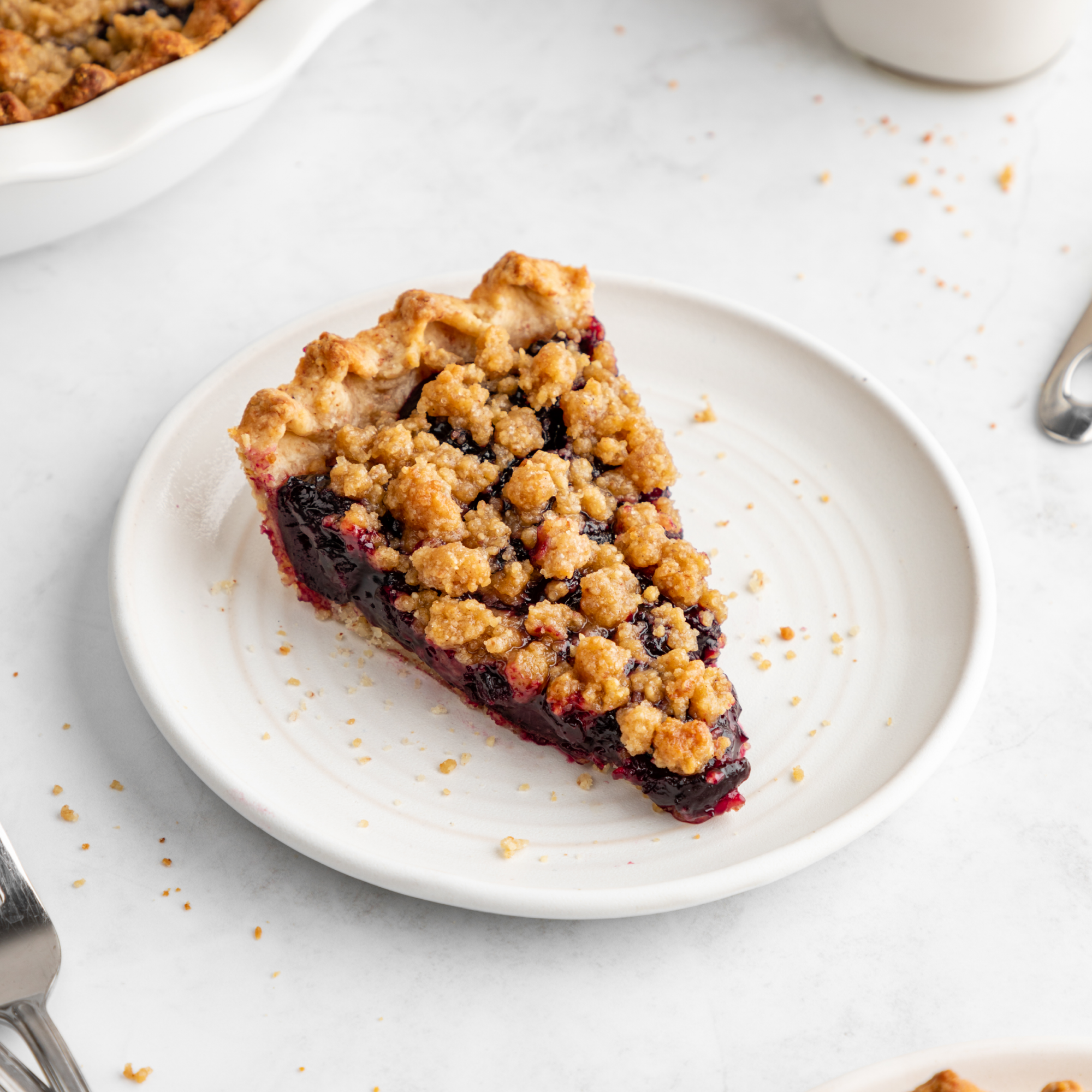 Cherry Crumble Pie made with leftover almond pulp from making almond milk in the Almond Cow