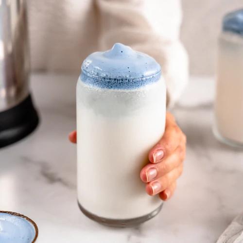 Whipped Blueberry Milk prepared with Almond Cow Machine