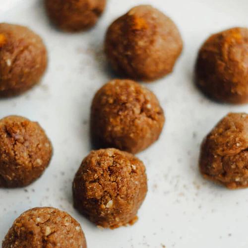 Handmade no-bake Gingerbread Balls made using Almond Cow products