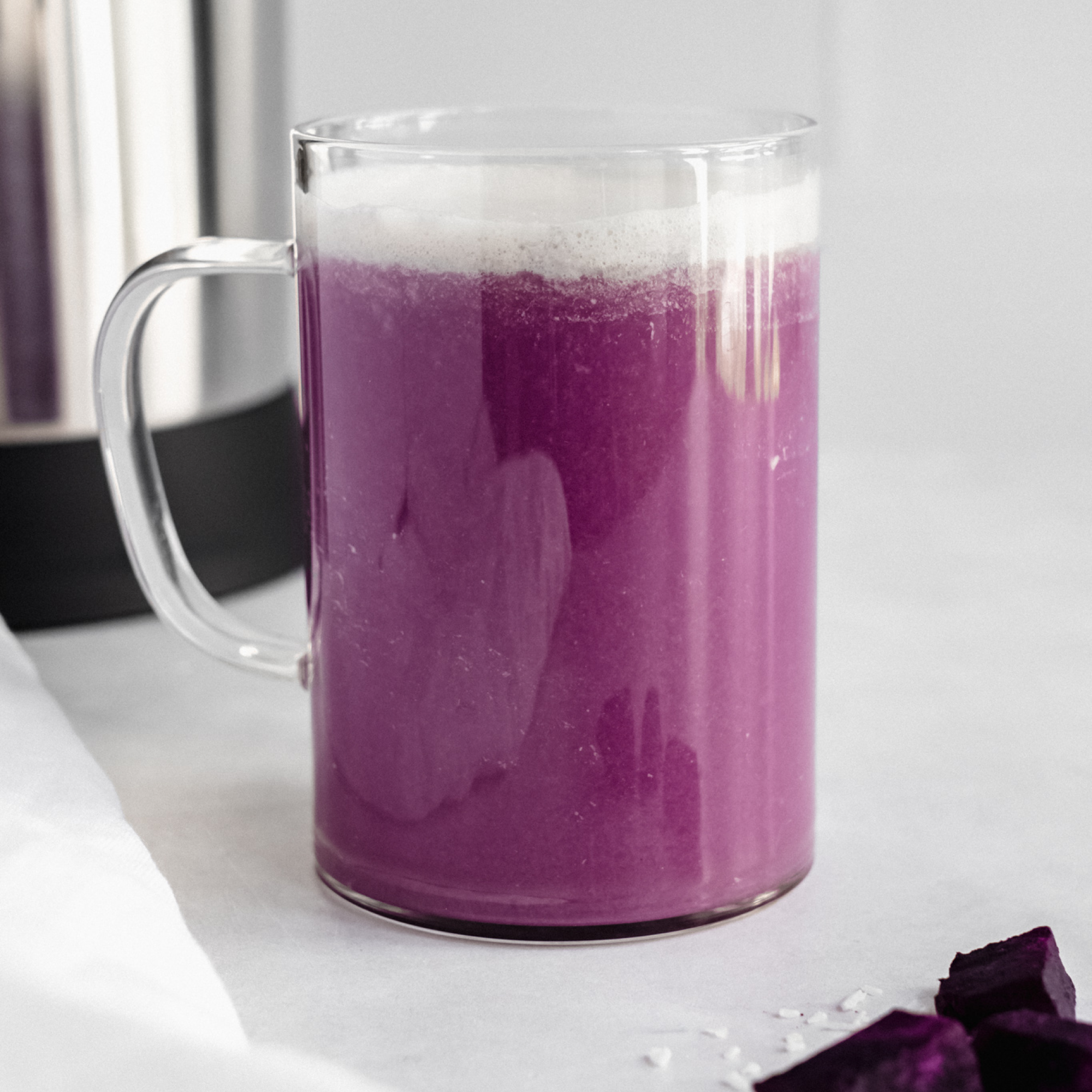 Creamy and slightly savory Purple Sweet Potato Latte by Almond Cow