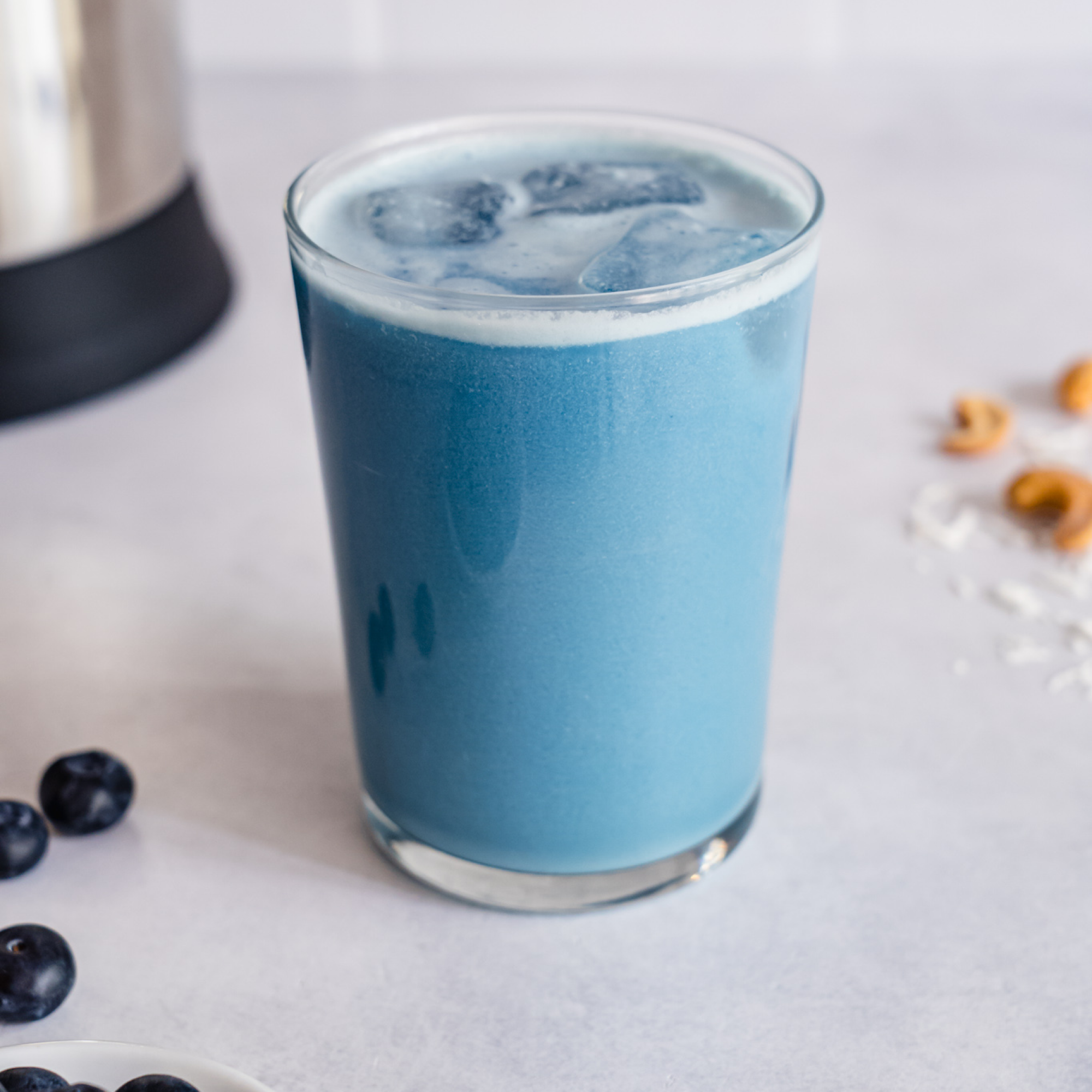 Energizing homemade Blue Refresher created with Almond Cow machine