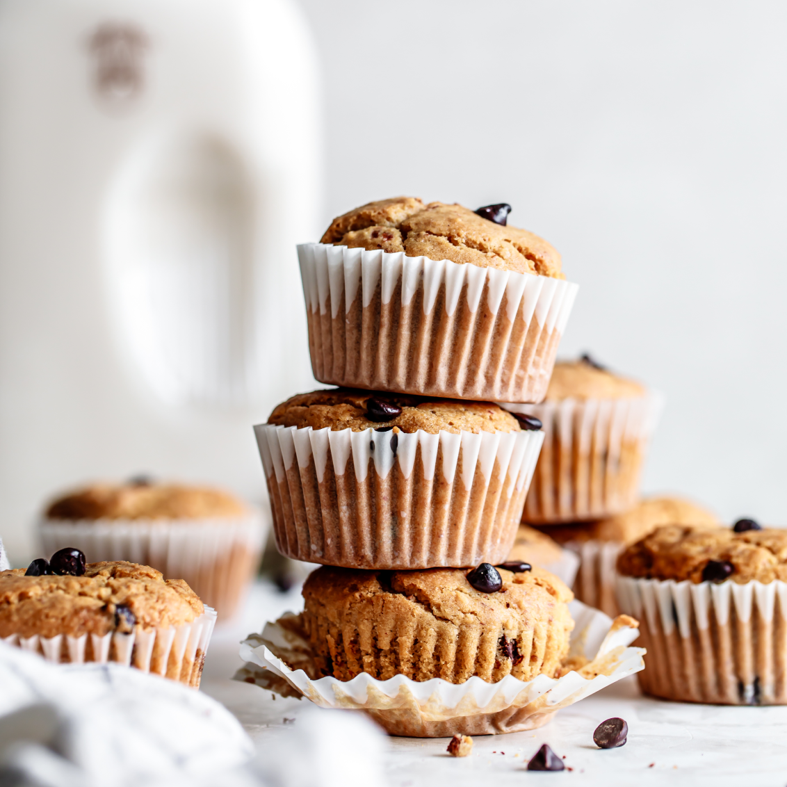 Stack of Chocolate chip muffins