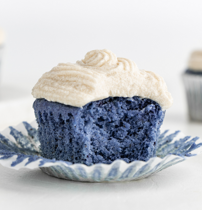 Blue Velvet Cupcakes with Vegan Cream Cheese Frosting 