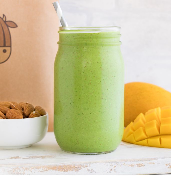Green Smoothie with Almond Pulp Cubes