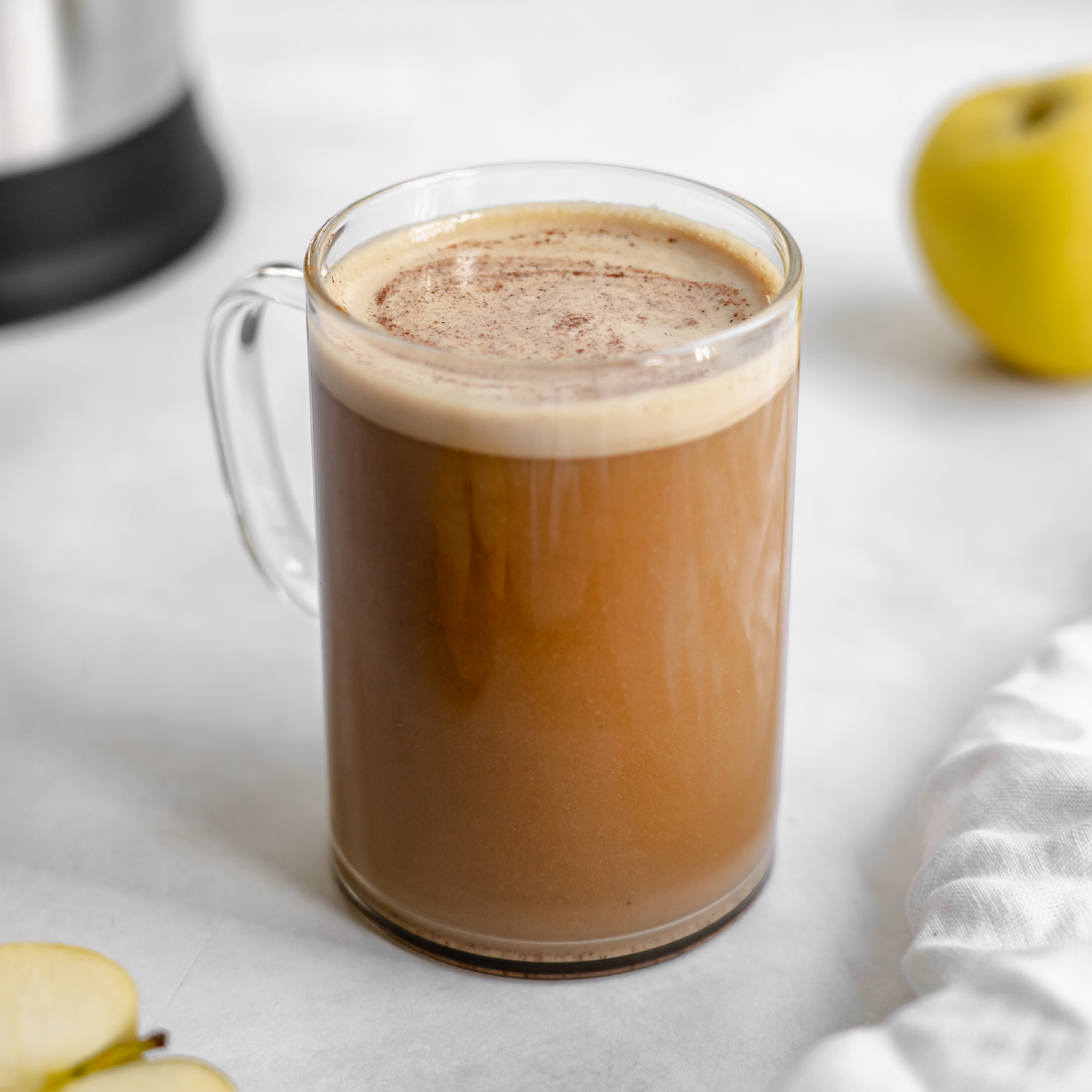 Warm, flavorful Apple Pie Latte made effortlessly with the Almond Cow machine