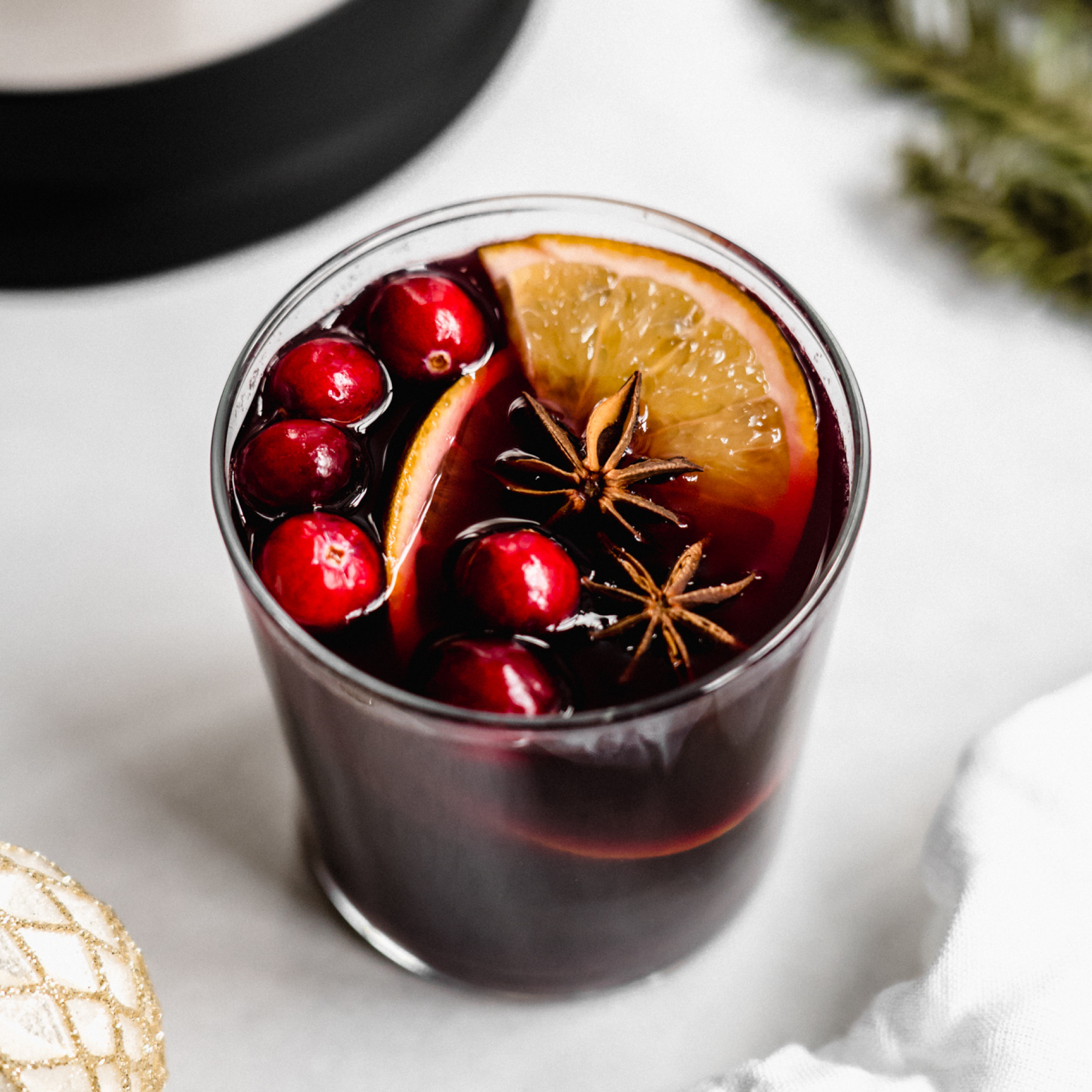 Mulled Wine made with your Almond Cow. Warm spices including cinnamon, cloves and star anise. 