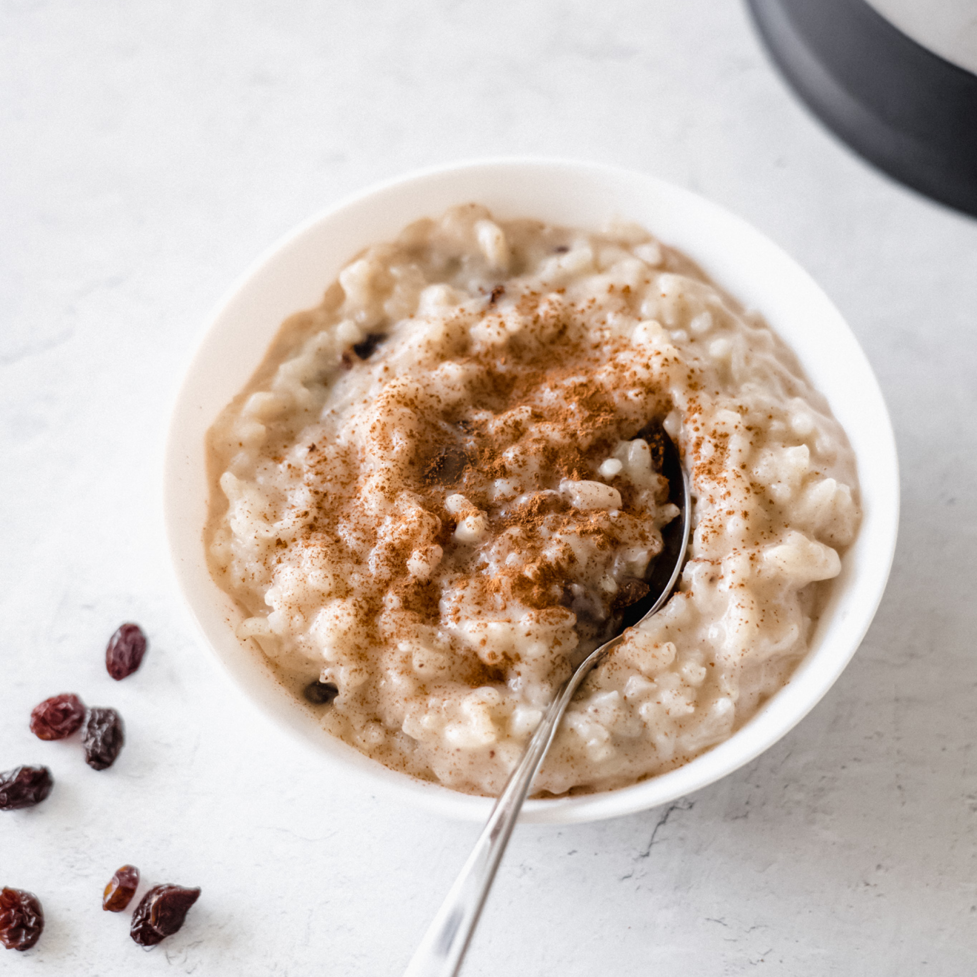 Creamy, rich Rice Pudding made with Almond Cow's almond milk machine