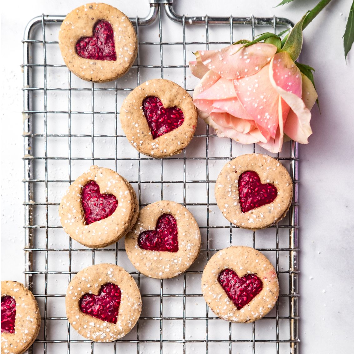 Linzer Cookies with a hint of almonds and sweet chia jam