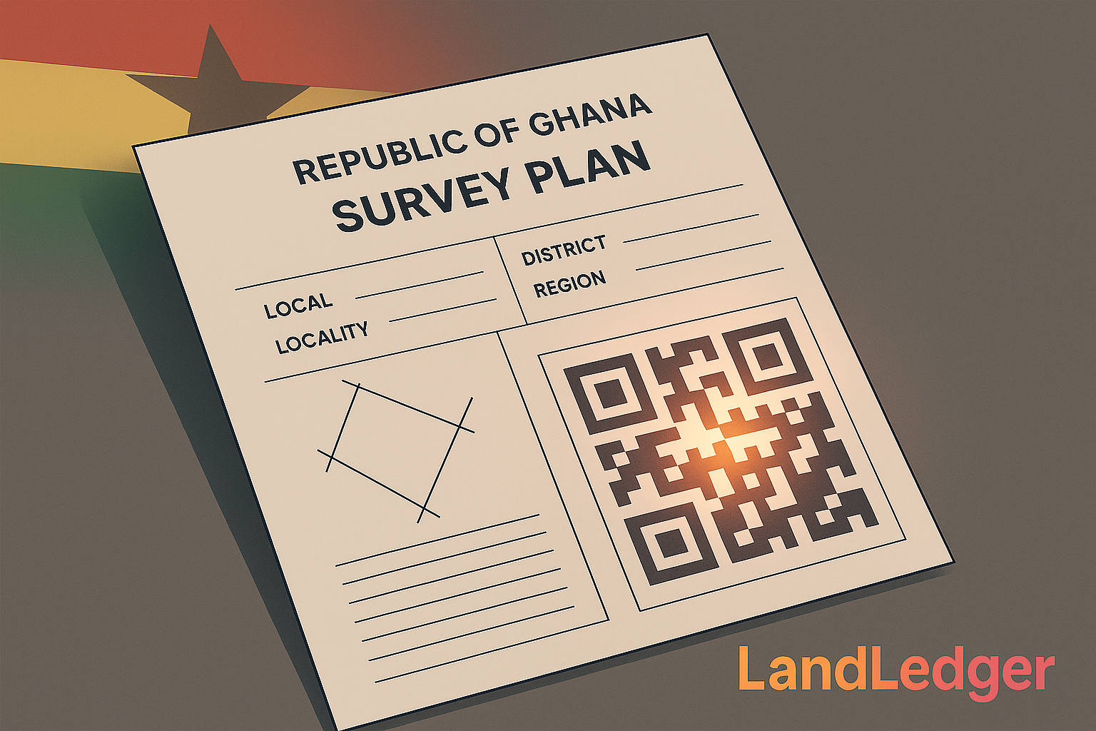 Ghana land plan with QR code overlay