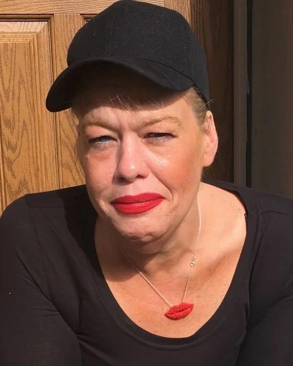 Woman with red lipstick
