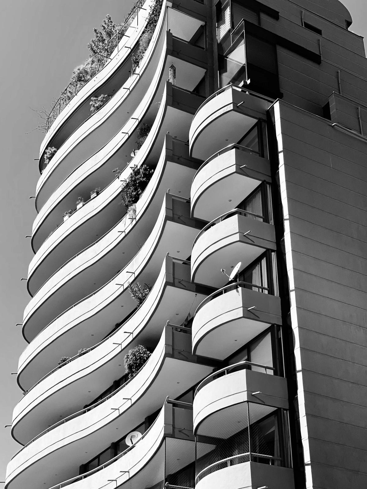 Modern building in black and white