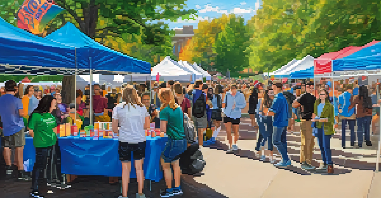 Students interacting at a community college event in Spokane, with booths and colorful decorations.