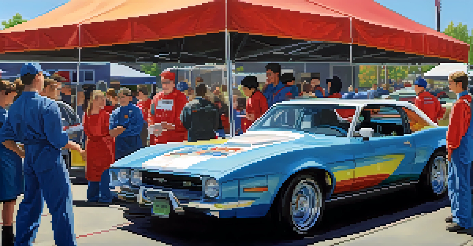 High school students showcasing automotive technology and culinary skills at a Career and Technical Education event in Spokane, with colorful banners and a lively atmosphere.