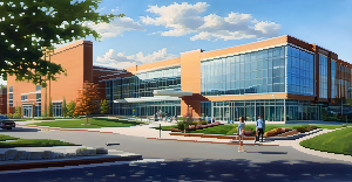 A modern healthcare facility in Spokane with glass architecture and people entering and exiting.
