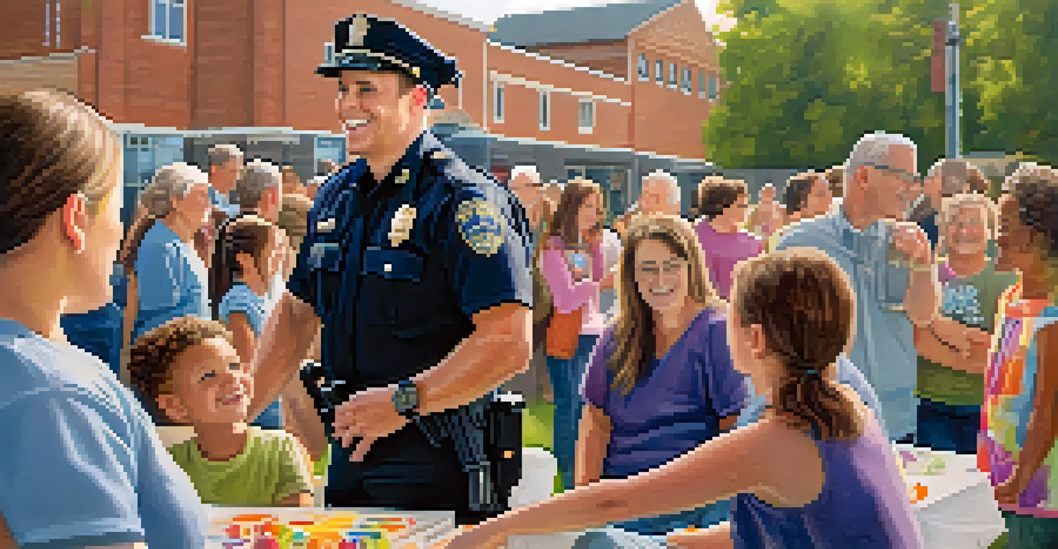A Spokane police officer interacting with residents at a community event, emphasizing community engagement and safety.