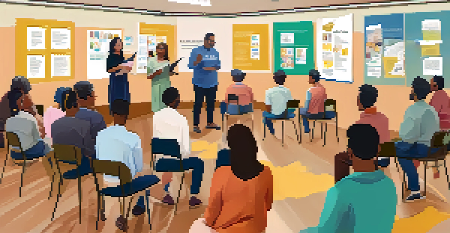 A community workshop in Spokane focused on mental health awareness, with participants engaged in discussion and taking notes.