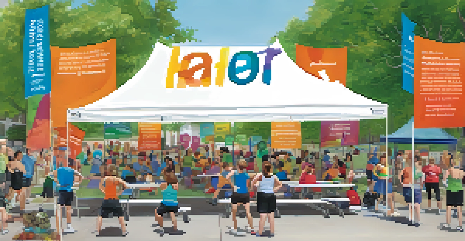 A community health event in Spokane with various booths and people participating in fitness activities.