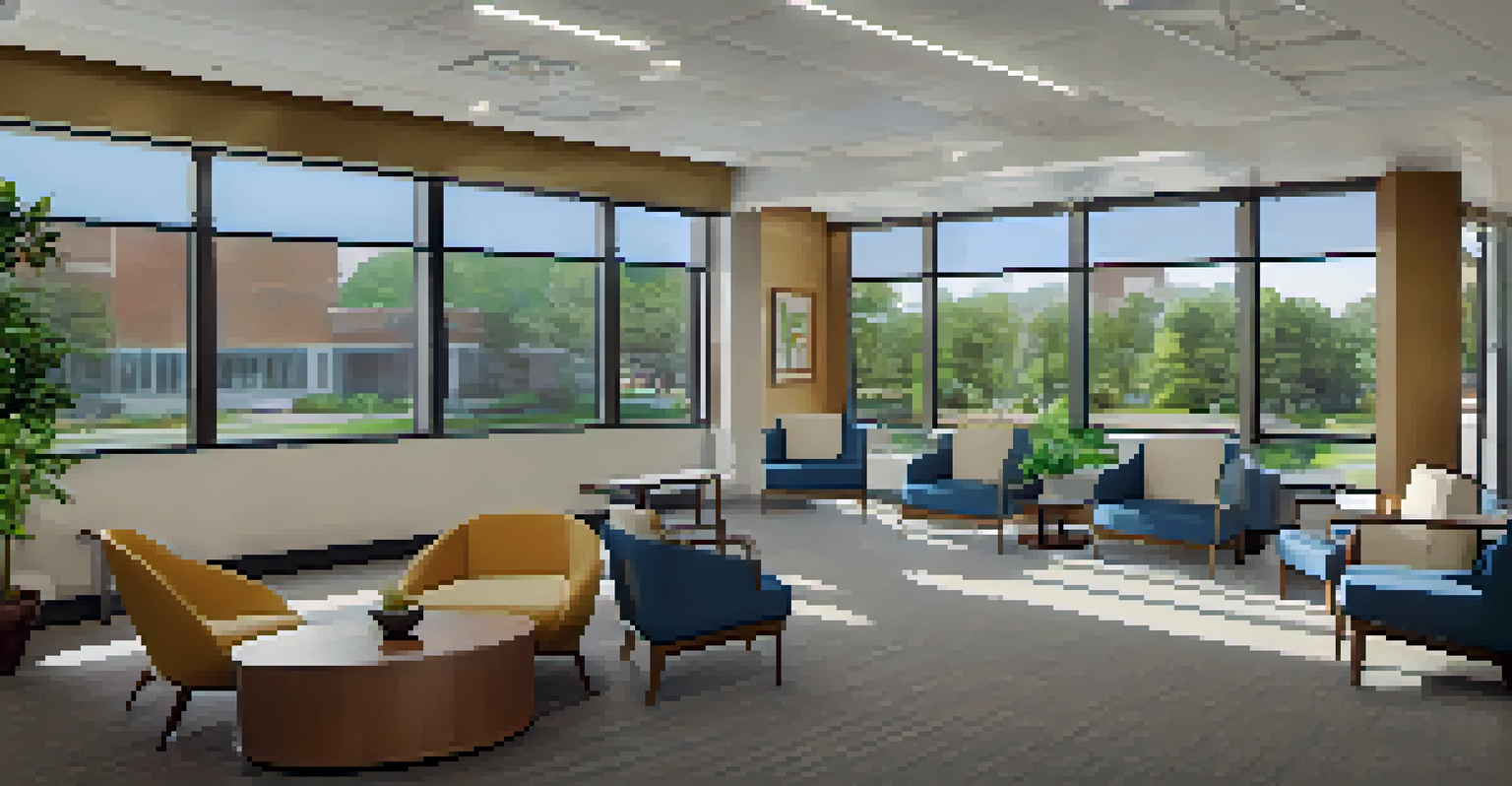 A modern waiting area inside MultiCare Deaconess Hospital, featuring comfortable seating and natural light with staff assisting patients.