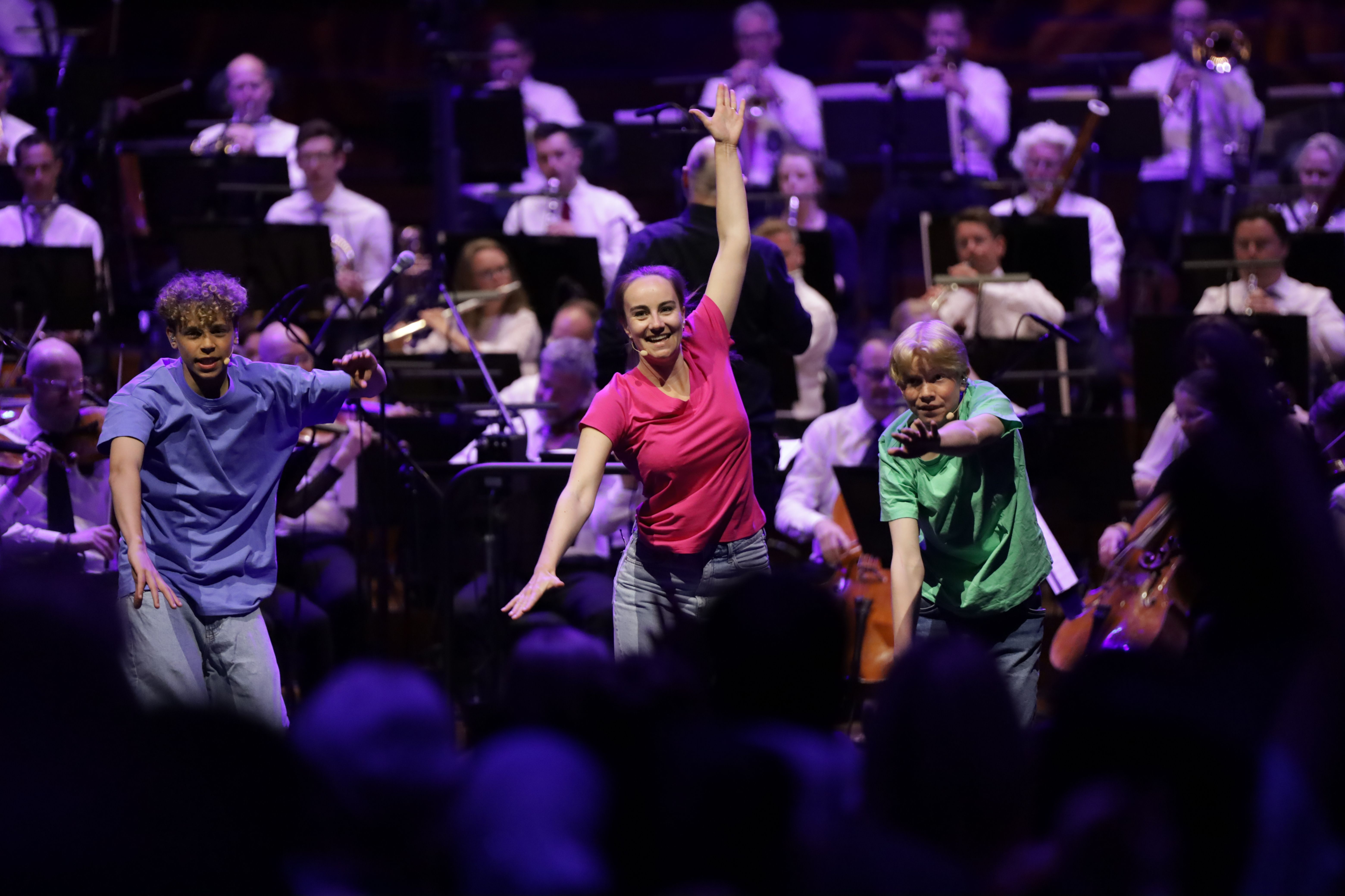 Forsangerne og orkesteret leder an den nasjonale allsangfesten.