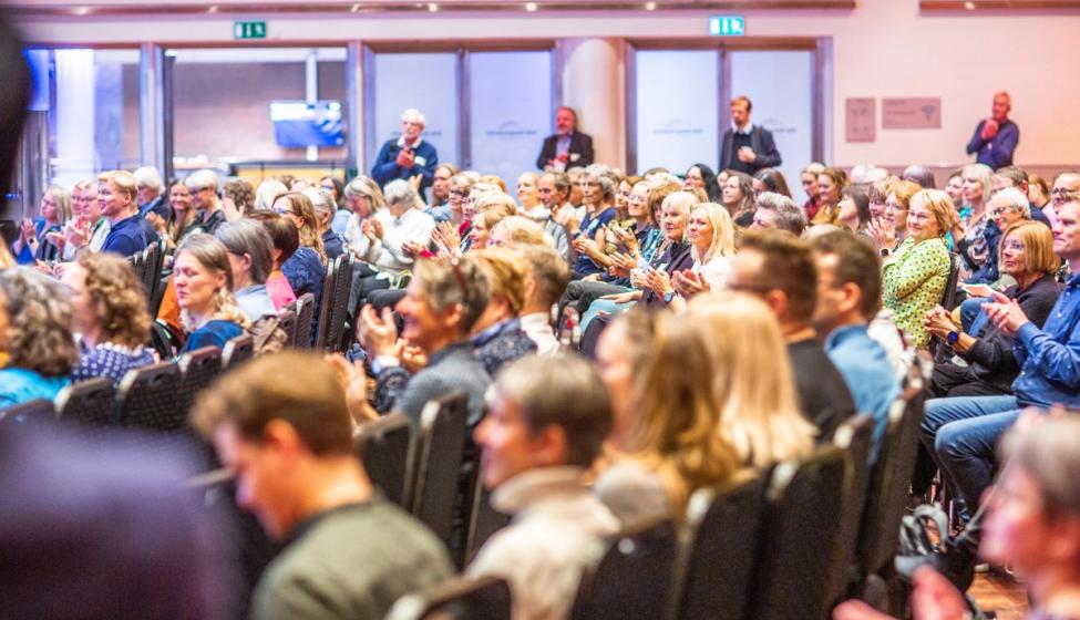 Full forelesningssal under Nordisk sangsymposium i Oslo.