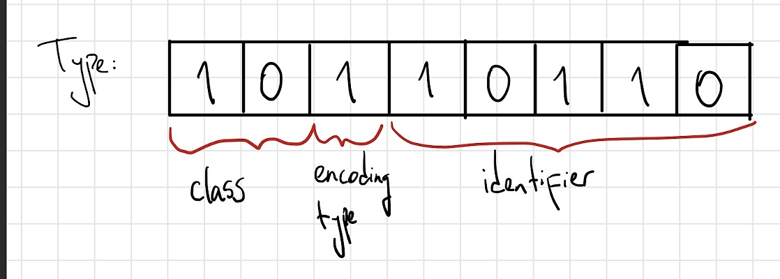Figure 4. The first byte in the container is a Type, giving you a class, encoding type, and identifier.