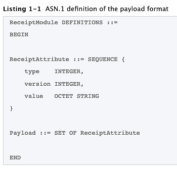 Figure 6. ASN-1 definition of the payload format.