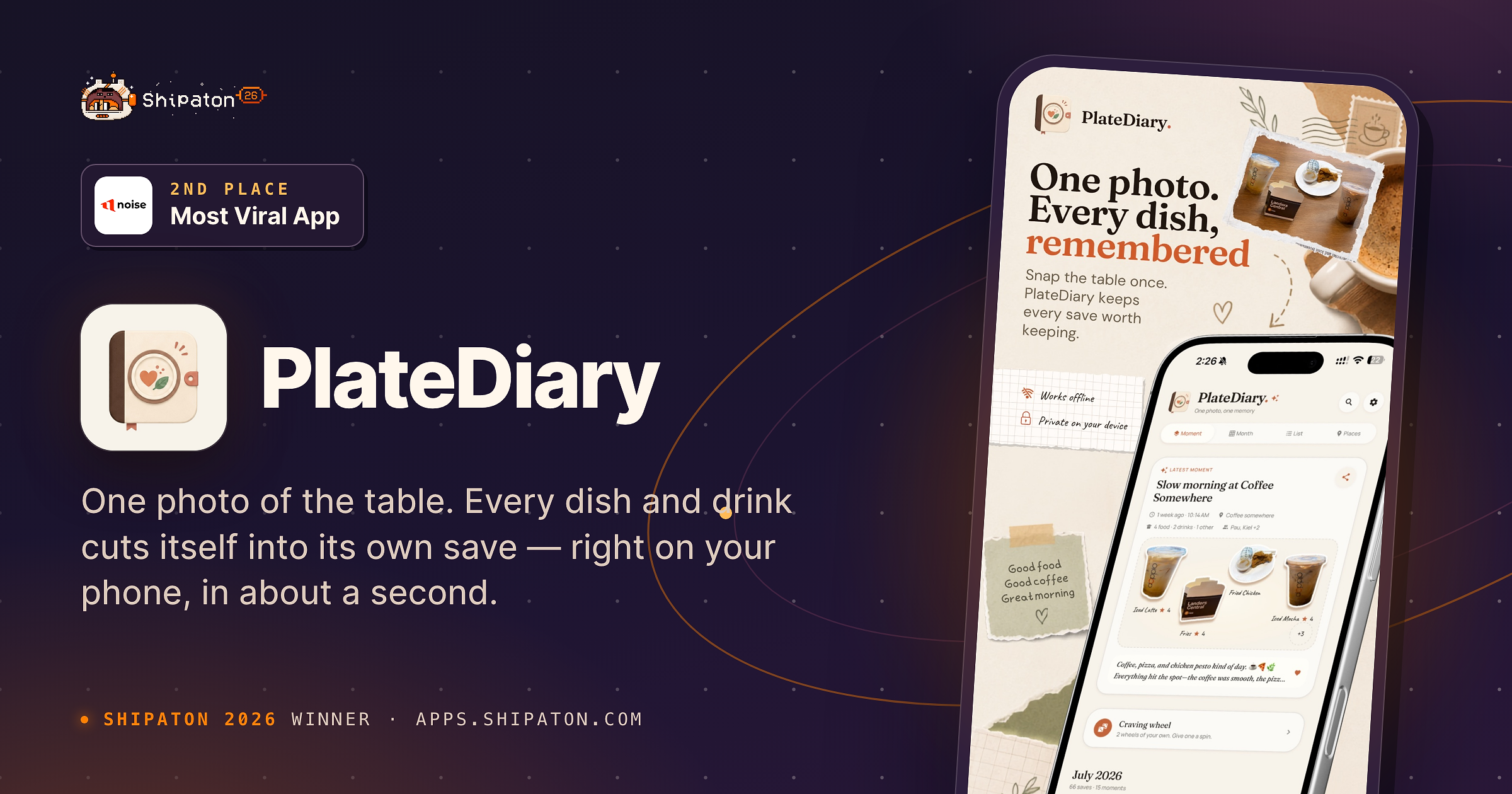 PlateDiary – Food Journaling — Shipaton 2026 winner