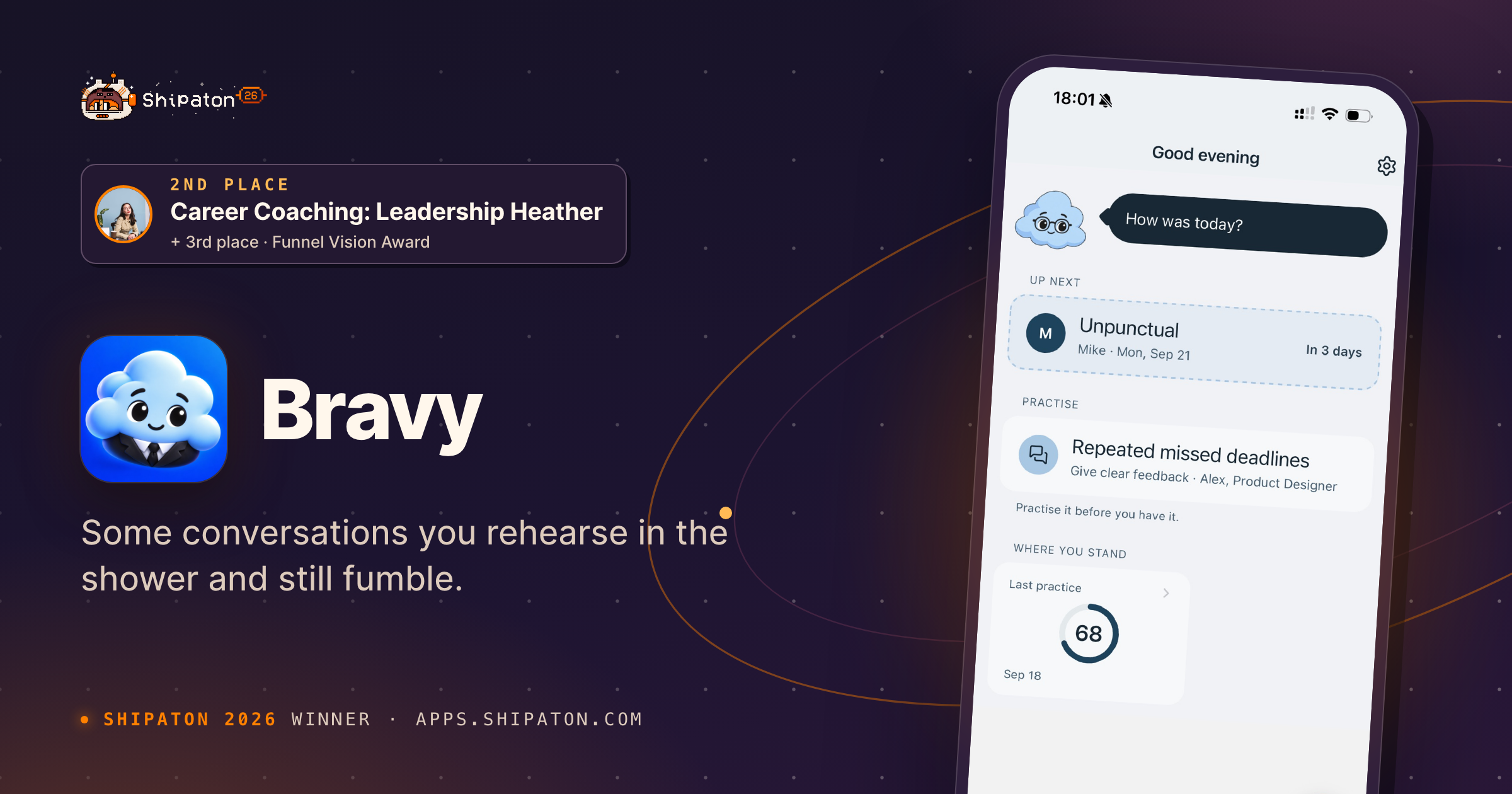 Bravy — The work journal that teaches real conversations — Shipaton 2026 winner