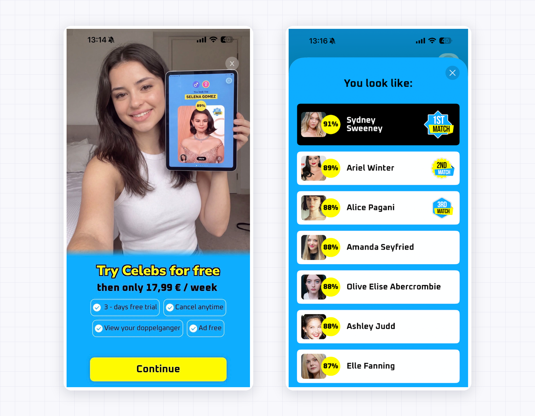 The Celebs's AI app 