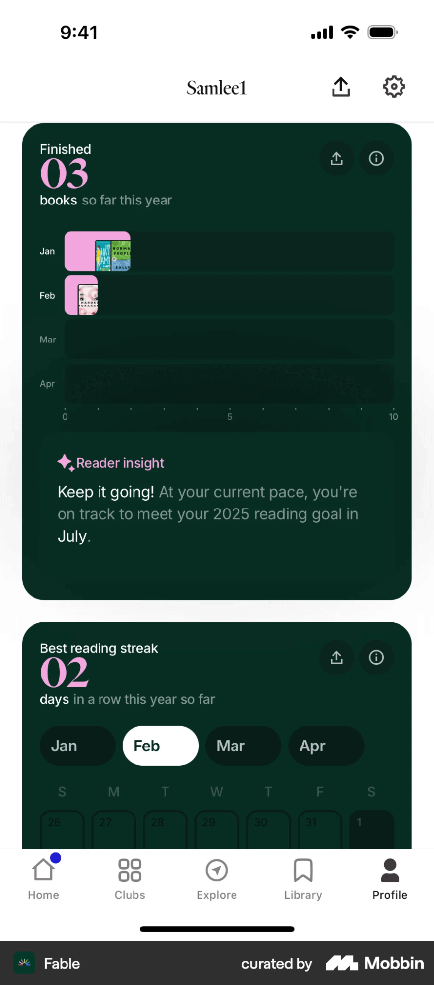 Fable reading app streak 