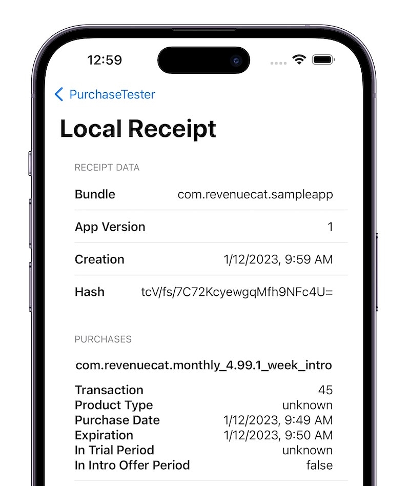 We have added receipt visualization to PurchaseTester, our testing app for the SDK.