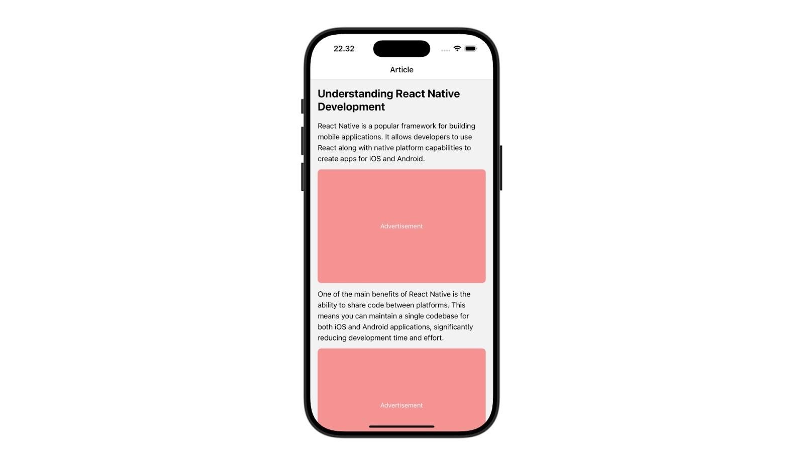 Screenshot of our example project