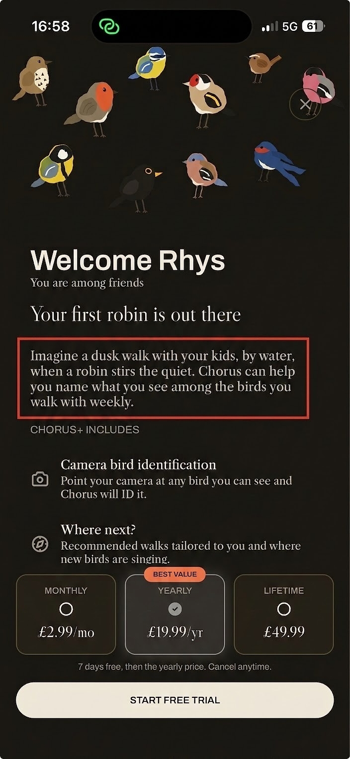 Chorus' paywall with the peronalized paywall body