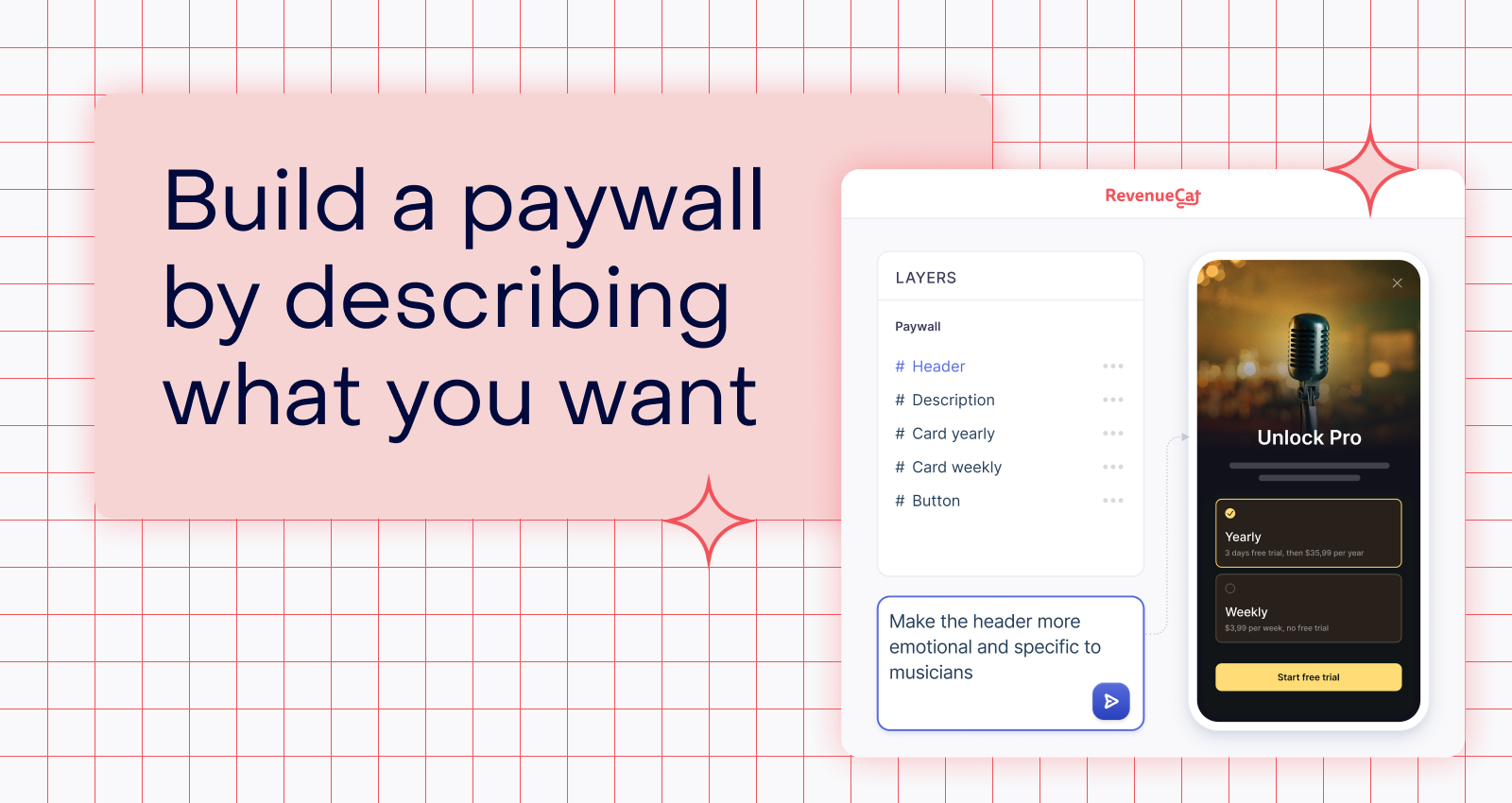 Build a paywall by describing what you want
