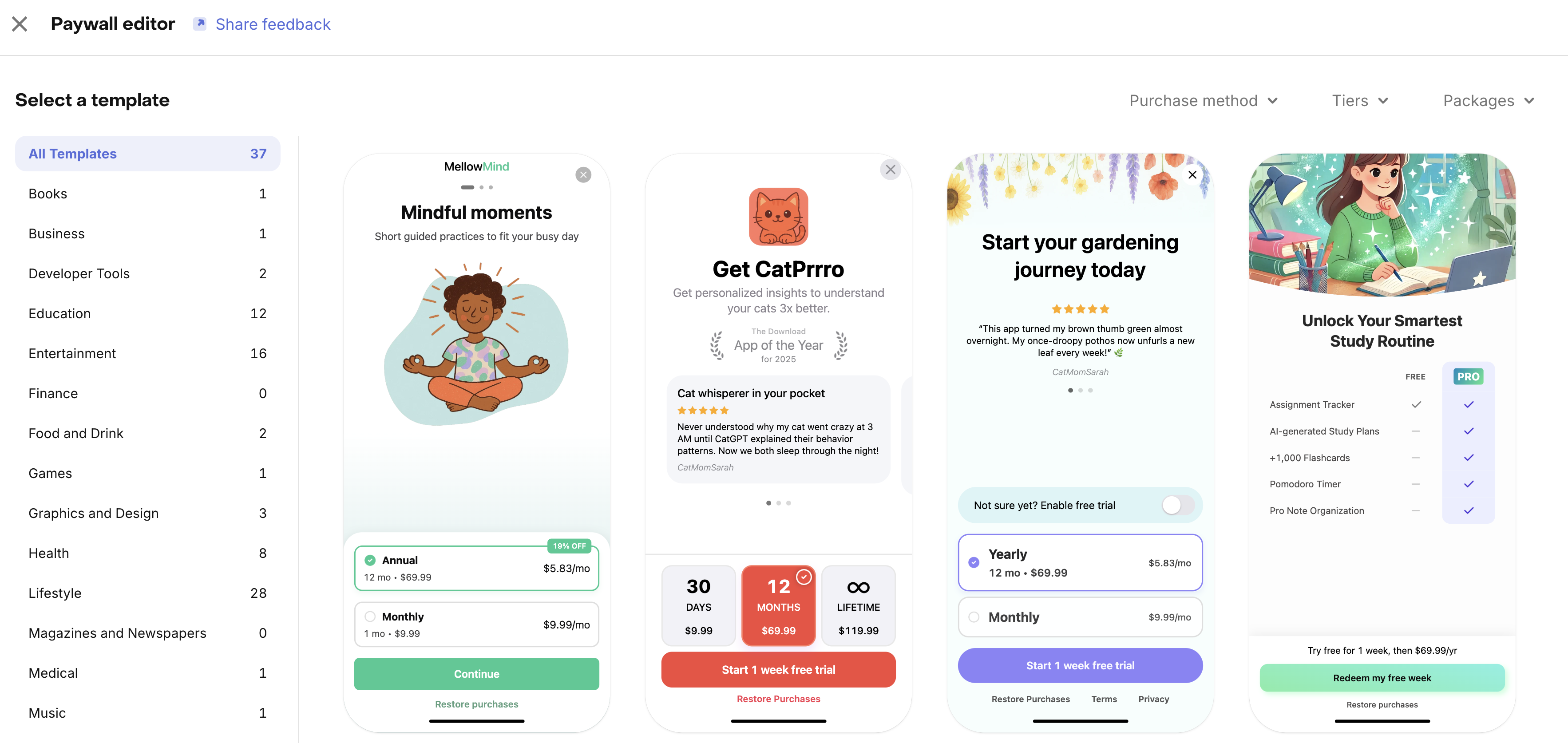 Screenshot of RevenueCat Paywalls 