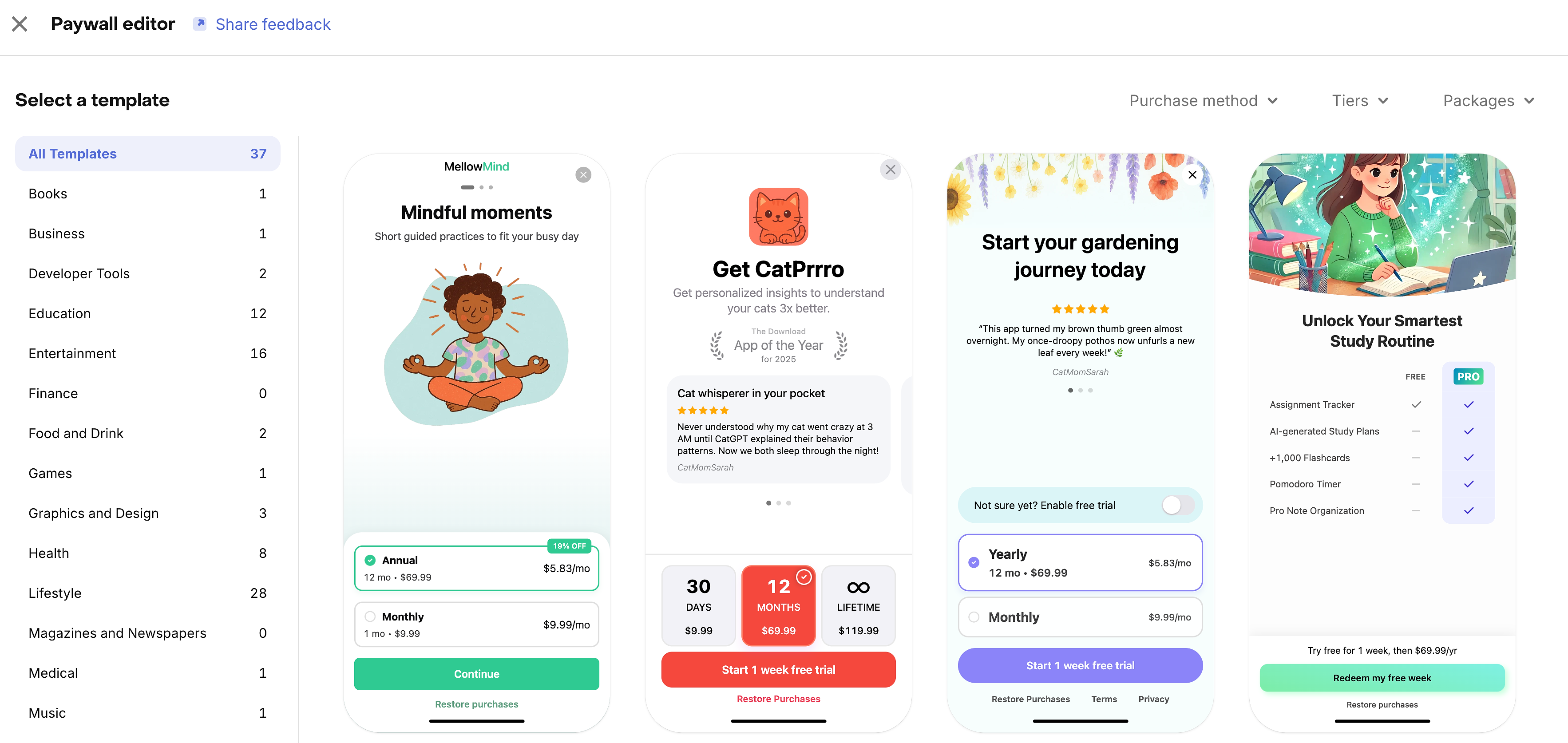 Screenshot of RevenueCat Paywalls