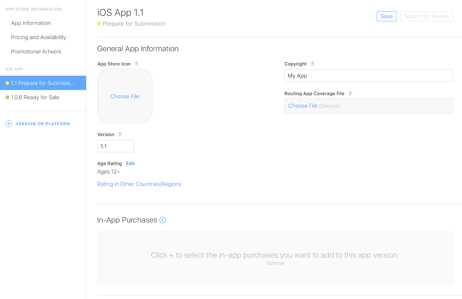 App Store Connect in-app purchase submission section (bottom)