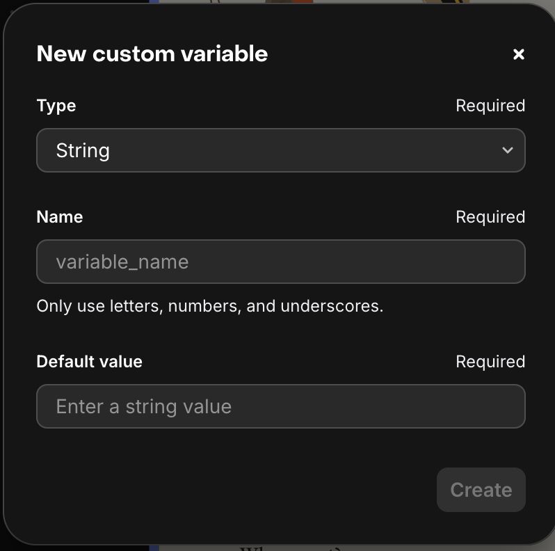 New custom variable form screenshot on the paywall editor