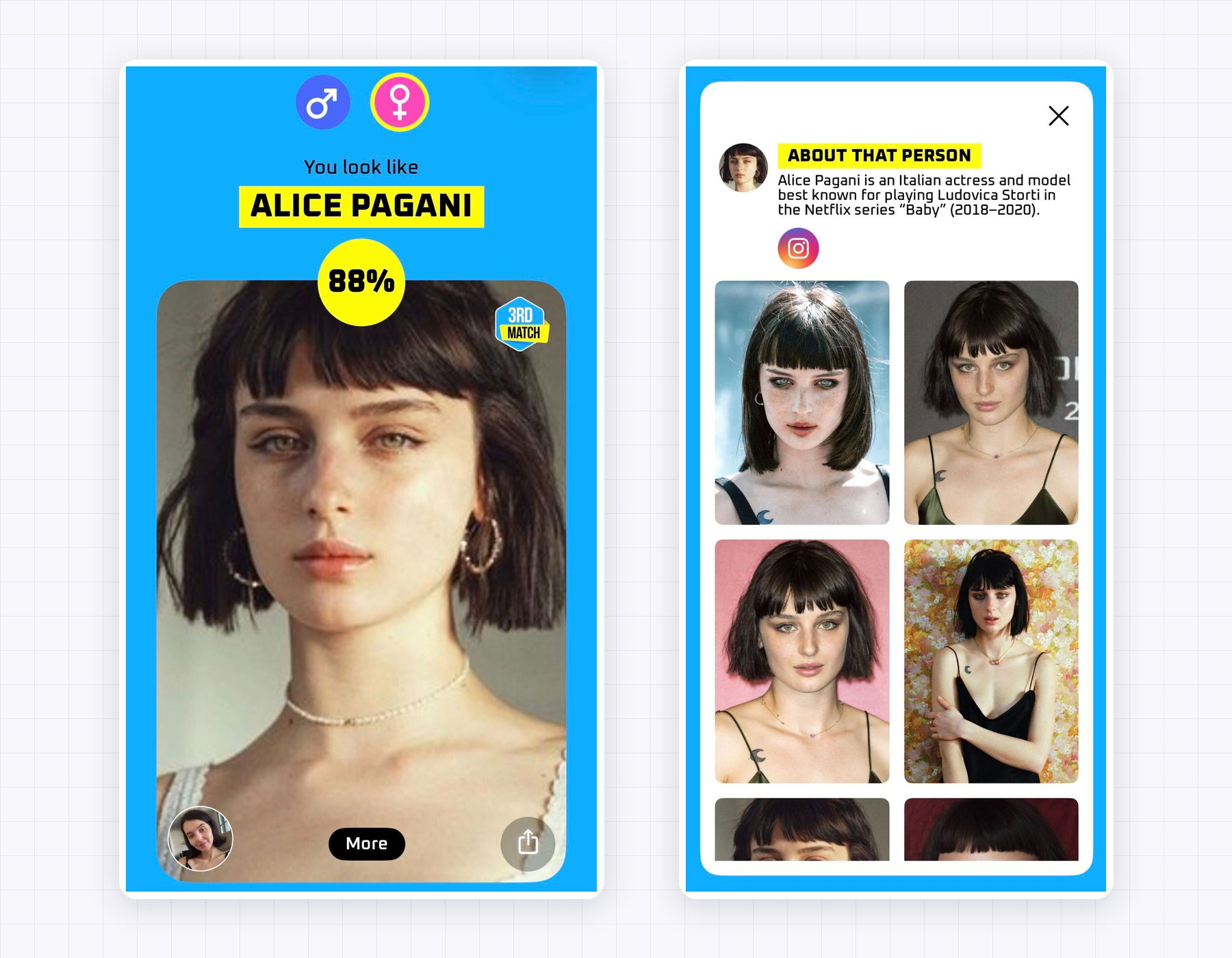 The Celebs app - celebrity look alikes