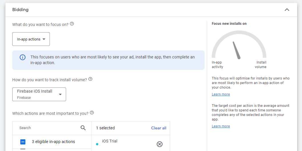 Choosing for which objectives you want to optimize your campaign