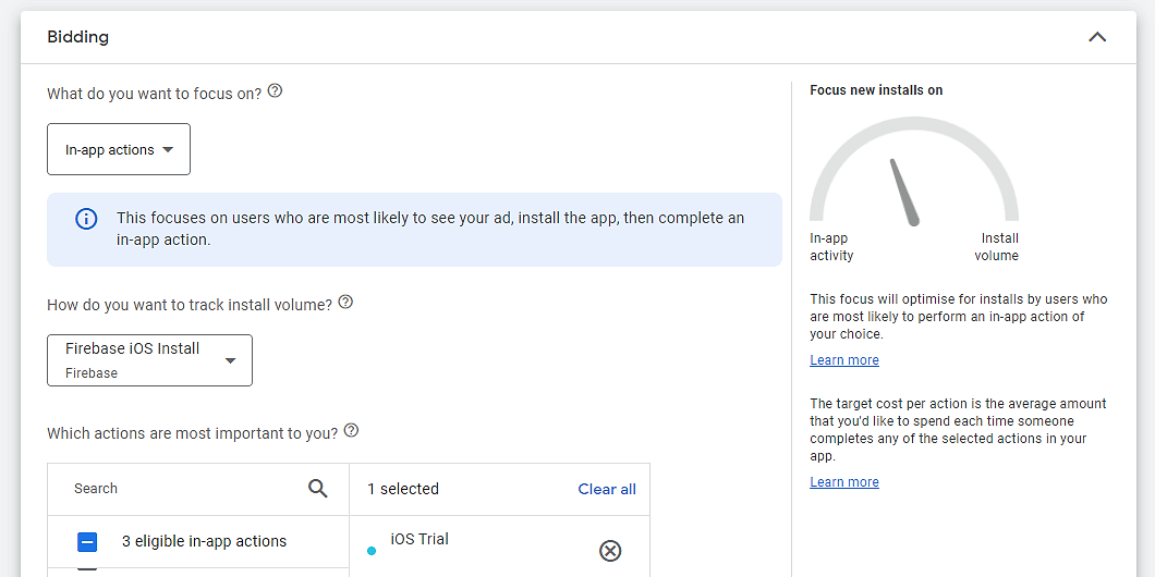 Choosing for which objectives you want to optimize your campaign