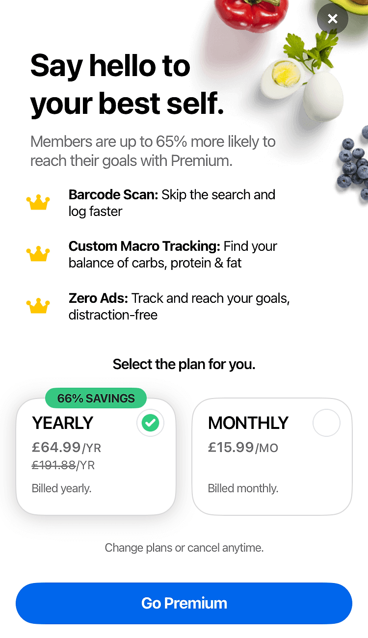 MyFitnessPal is aggressive with its attempts to get you to make a long-term commitment with premium by making its annual plan seem even more attractive.